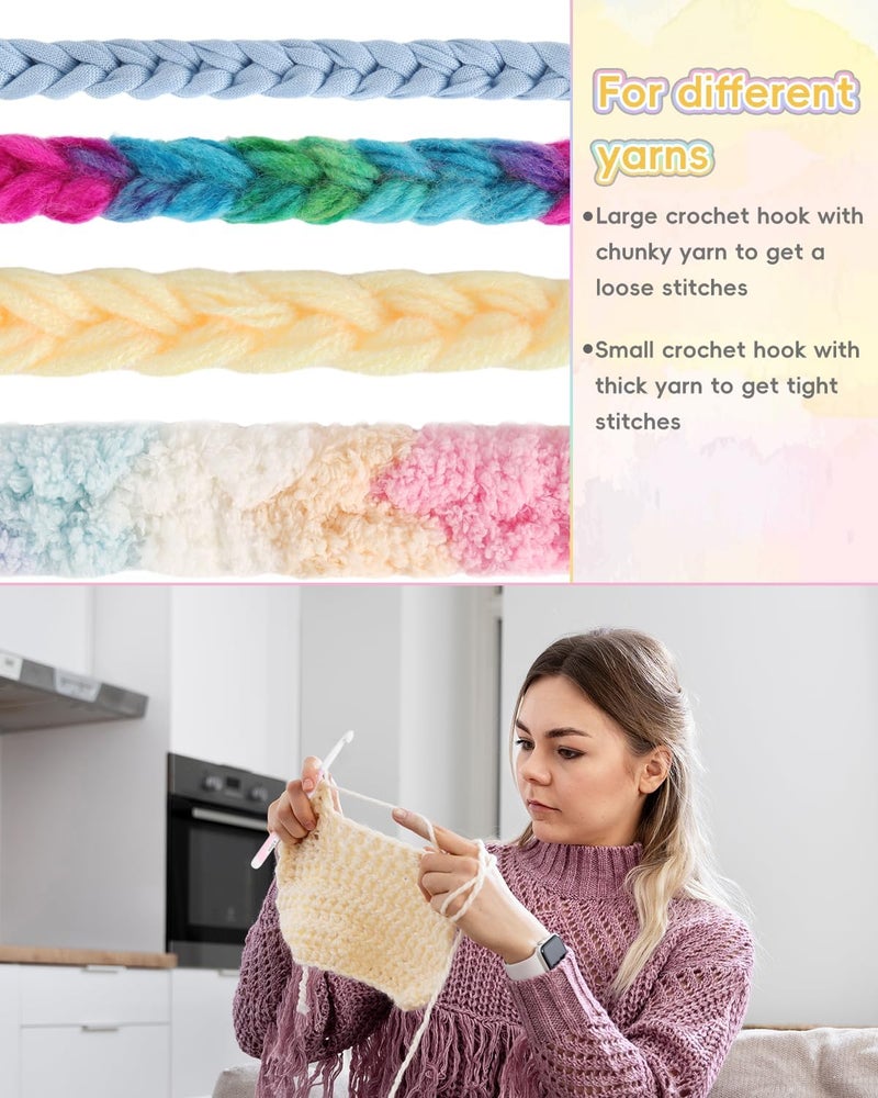 Aeelike Crochet Hooks 8mm, 10mm, 12mm,15mm, 20mm, Ergonomic Crochet Hooks Set with Large Rubber Handle for Chunky Yarn Weaving Blanket DIY Crafts,Ideal Gift - Image 4